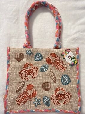 Express Edit Embroidered Coastal Tote Bag - Multicolor